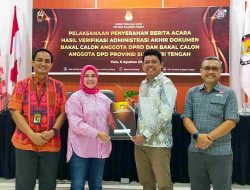 KPU Sulteng Serahkan Berkas Verifikasi Akhir Ke 22 Bacaleg DPD-RI,Ini Hasilnya