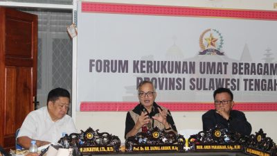 Ketua FKUB, Prof. KH. Zainal Abidin, menggarisbawahi pentingnya Pilkada sebagai alat mempererat persatuan, bukan menciptakan perpecahan. (Humas FKUB Sulteng)