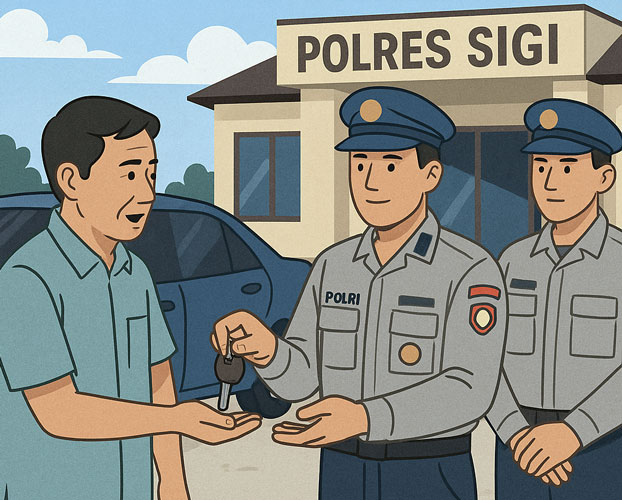 Djunaedi mengungkapkan rasa terima kasihnya kepada jajaran Polres Sigi dan Polresta Palu setelah kendaraan miliknya yang sempat digadaikan secara ilegal oleh Brigpol HS berhasil ditemukan dan dikembalikan kepadanya. (Ilustrasi Rajawalinet)