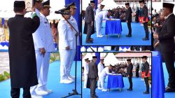 Bertempat di halaman Pogombo, pasangan Erwin Burase–Abdul Sahid dan Amirudin Tamoreka–Furqanuddin Masulili secara resmi dilantik oleh Gubernur Sulawesi Tengah, Dr. H. Anwar Hafid, M.Si. (ist)