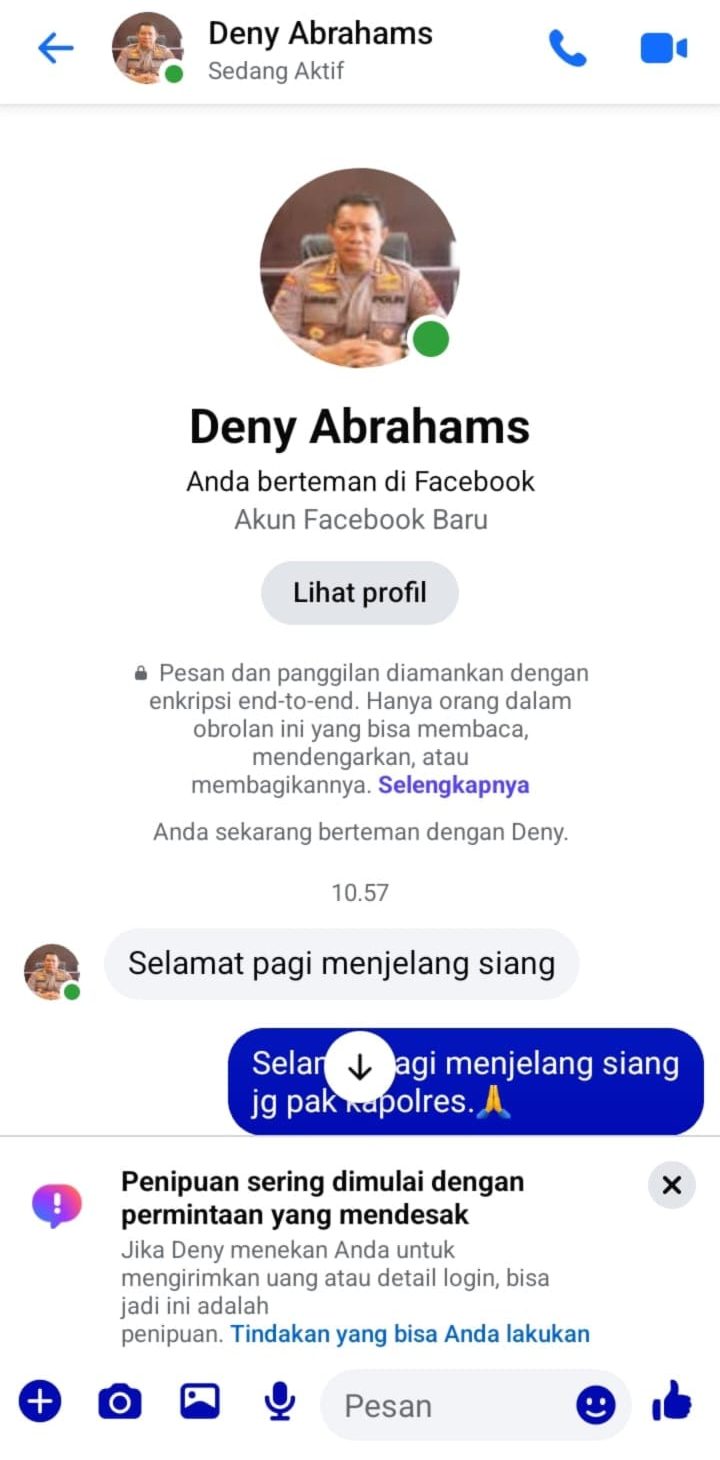 Kapolresta Palu Ingatkan Masyarakat Soal Akun Facebook Palsu