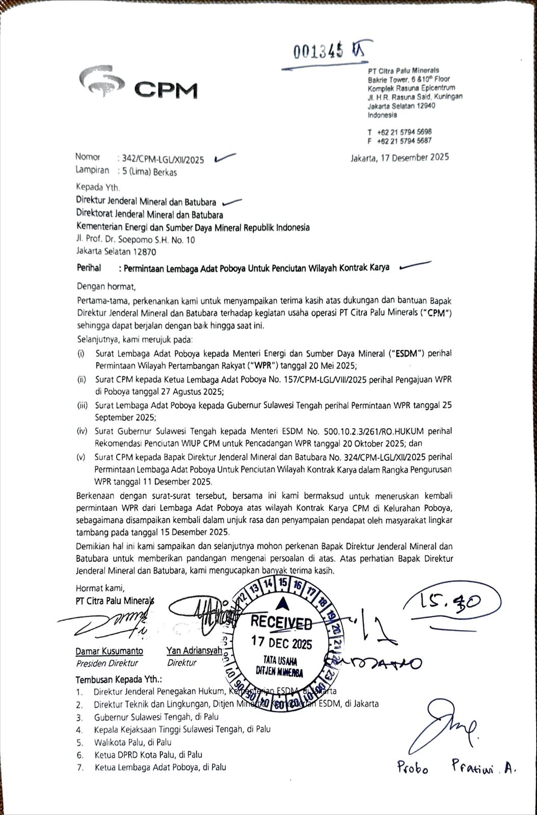 CPM Dorong Legalitas WPR Poboya